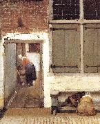 VERMEER VAN DELFT, Jan The Little Street (detail) wt oil painting on canvas